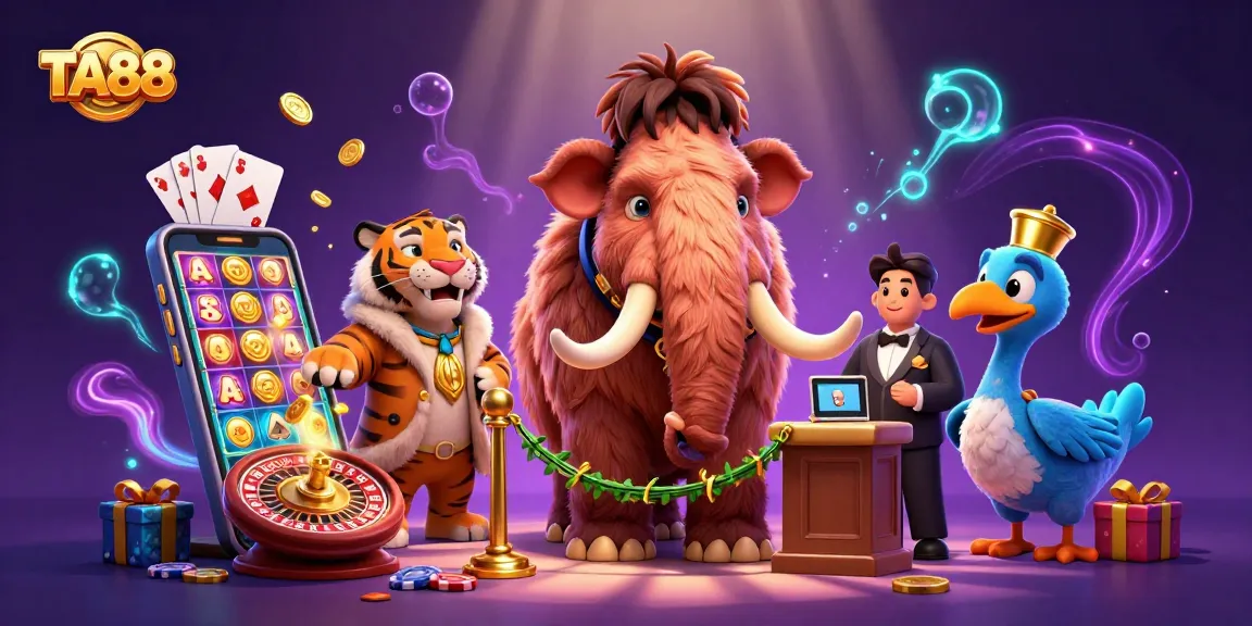 Engage with TA88's vibrant casino scene featuring animated characters and dynamic game elements.