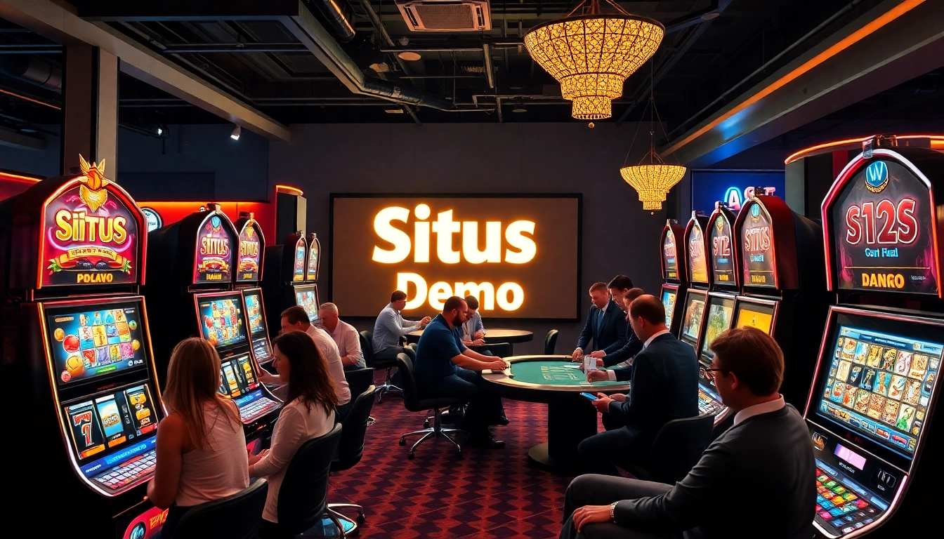 Experience the thrill of situs slot demo action with vibrant slot machines and diverse players in a modern casino.