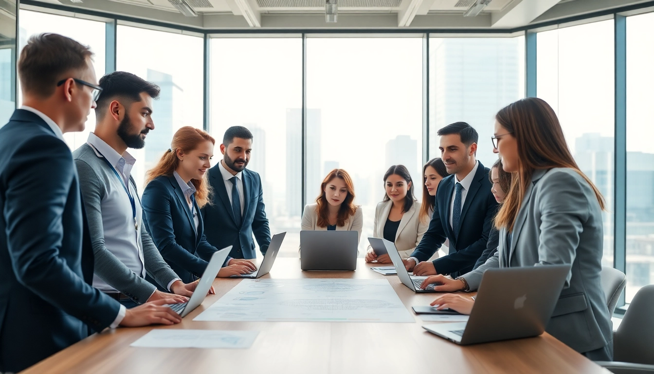 A team of professionals at a security agency engaged in crucial strategy discussions.
