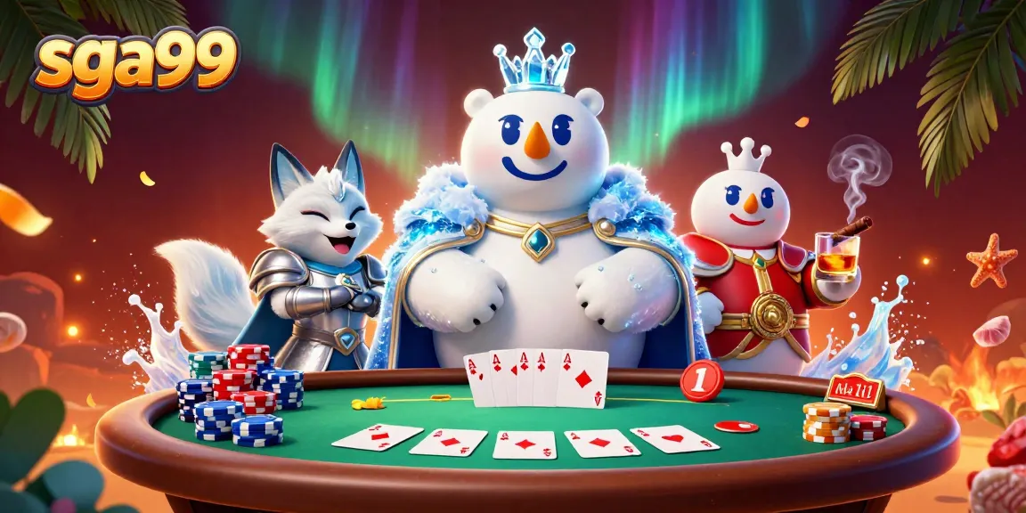 Engage in thrilling gameplay with sga99 at a vibrant poker table with energetic characters.