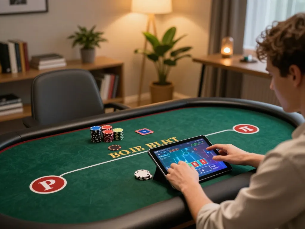 Engaging in online poker gameplay at https://rr888.shopping/ with vibrant graphics and a cozy atmosphere