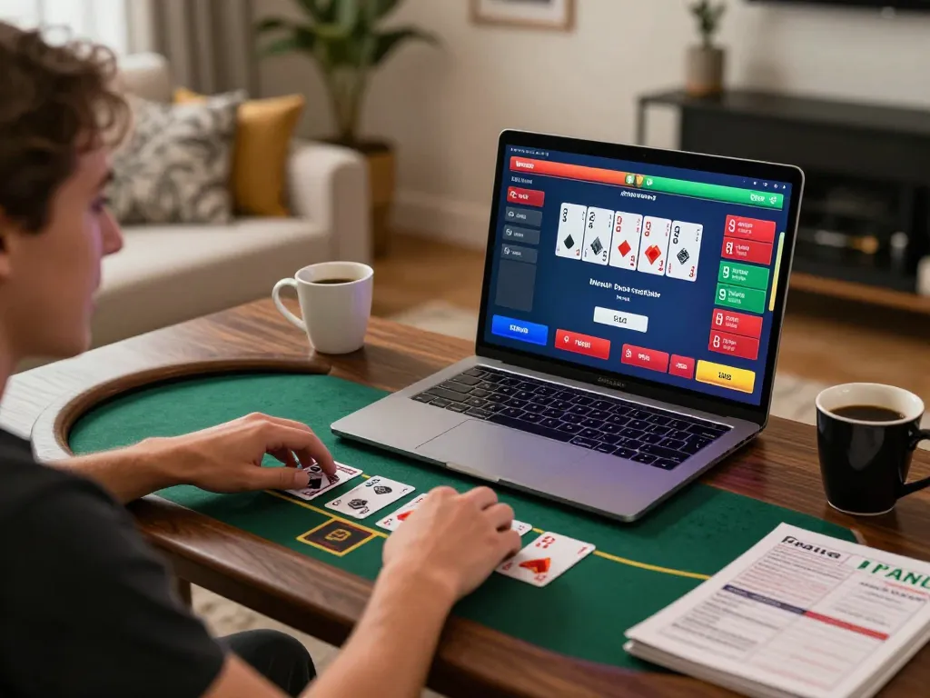 Player experiencing thrilling blackjack on 888New from home, showcasing engaging gameplay and strategic options