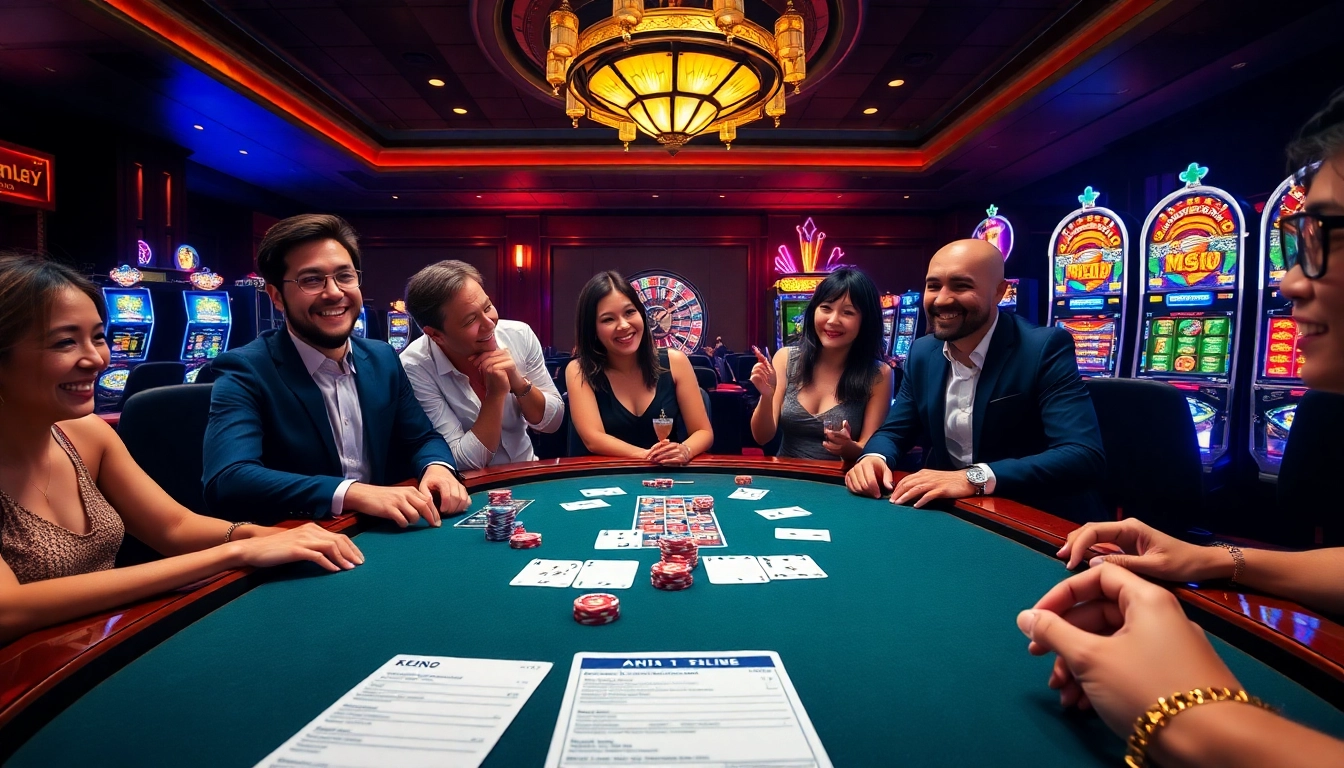 K88 online casino players enjoying a thrilling poker game at a luxurious table.