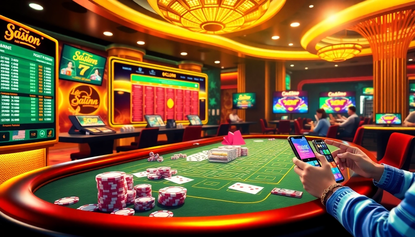 Lô đề trực tuyến betting interface with vibrant chips and screens showcasing exciting results