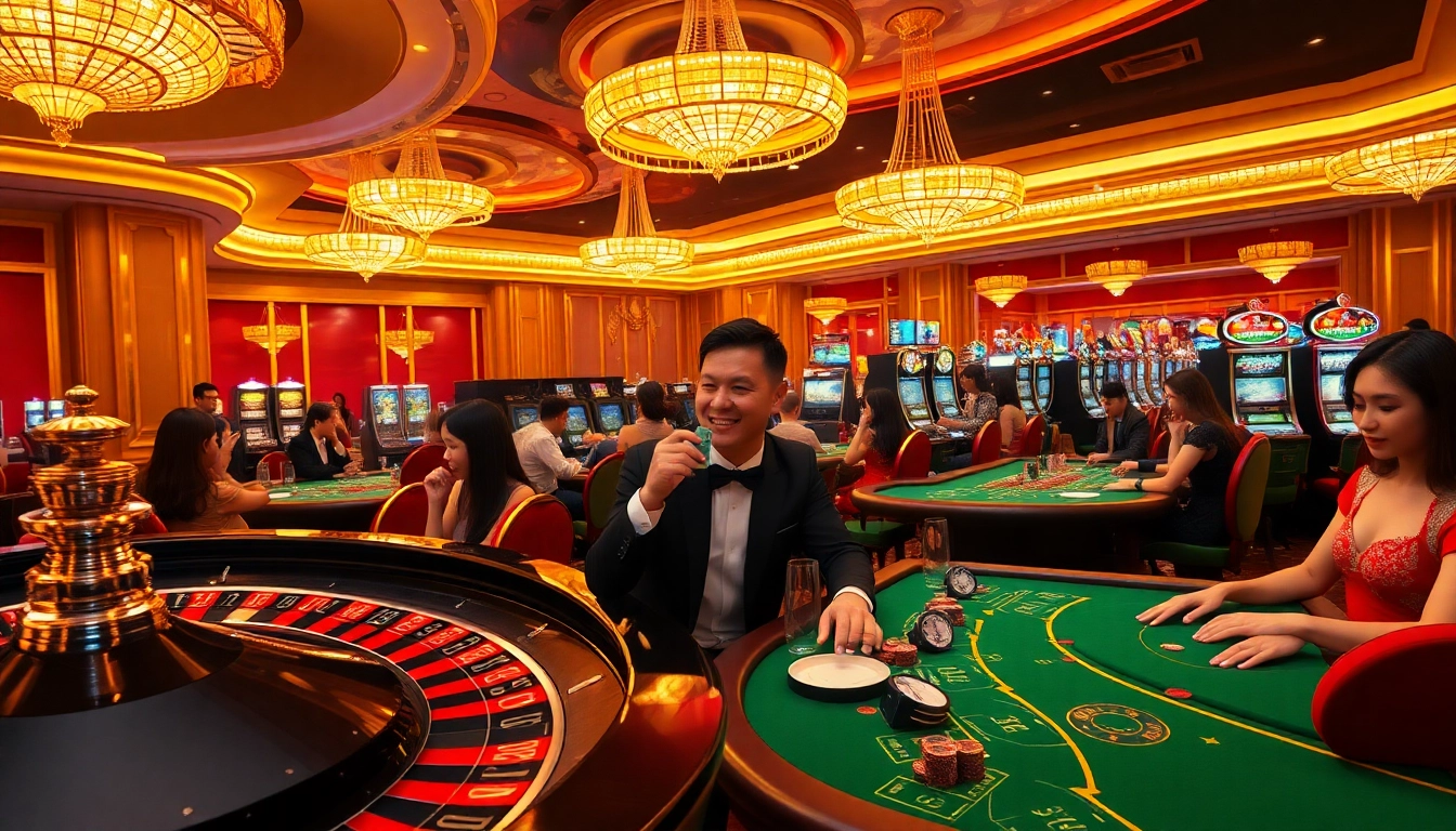 Experience the thrill of gambling at https://i9bett.cn.com/ with players enjoying poker and roulette in a luxurious casino.