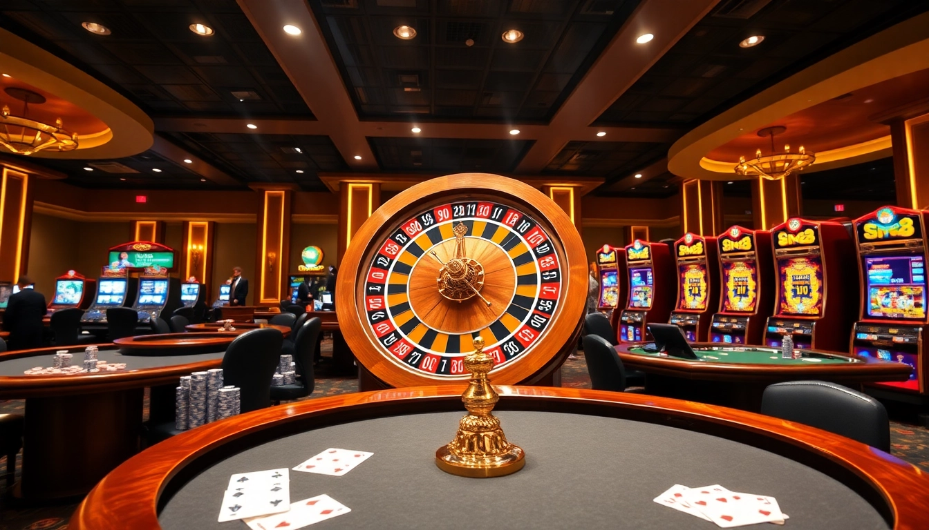 Experience thrilling roulette excitement at sin88 casino with vibrant tables and happy players.