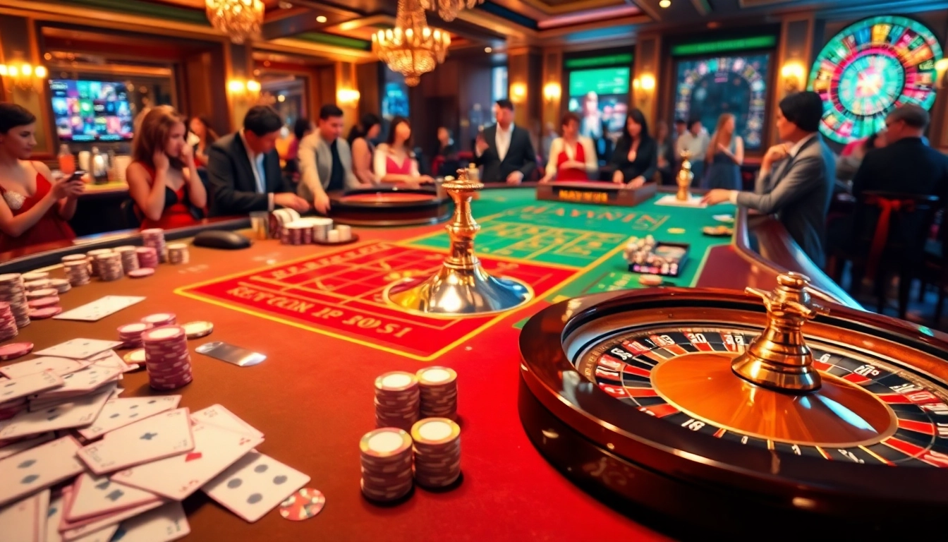 Players strategizing at a HAYWIN casino table with cards and chips.