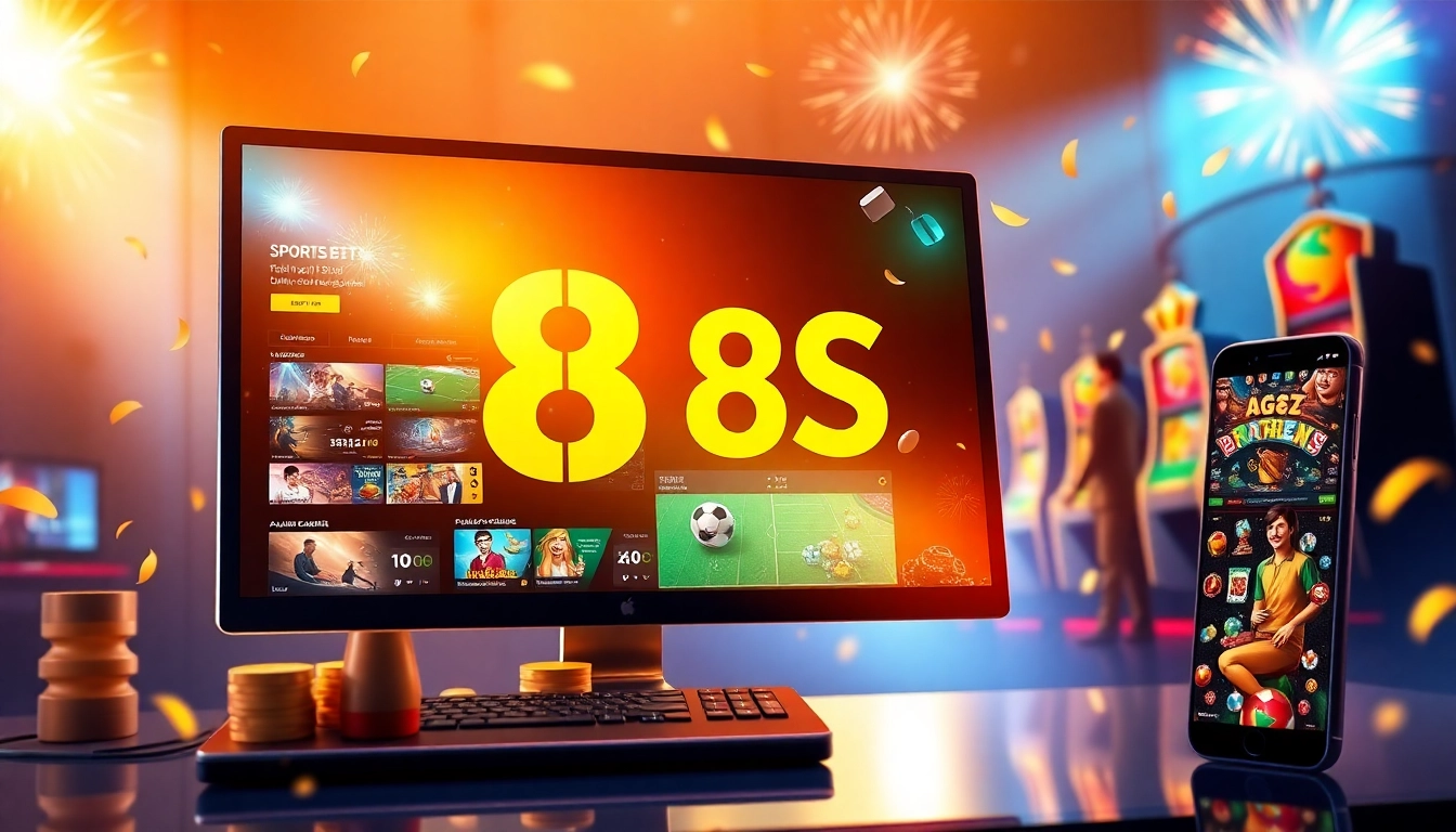 8S gaming platform showcasing sports betting and casino games with vibrant colors.